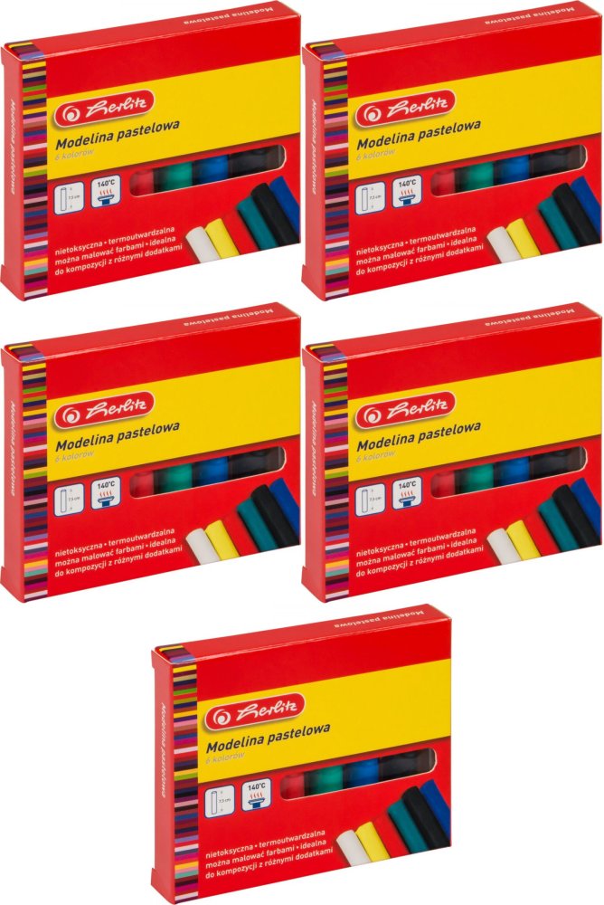 5x Modelina pastelowa Herlitz, 6 kolorów