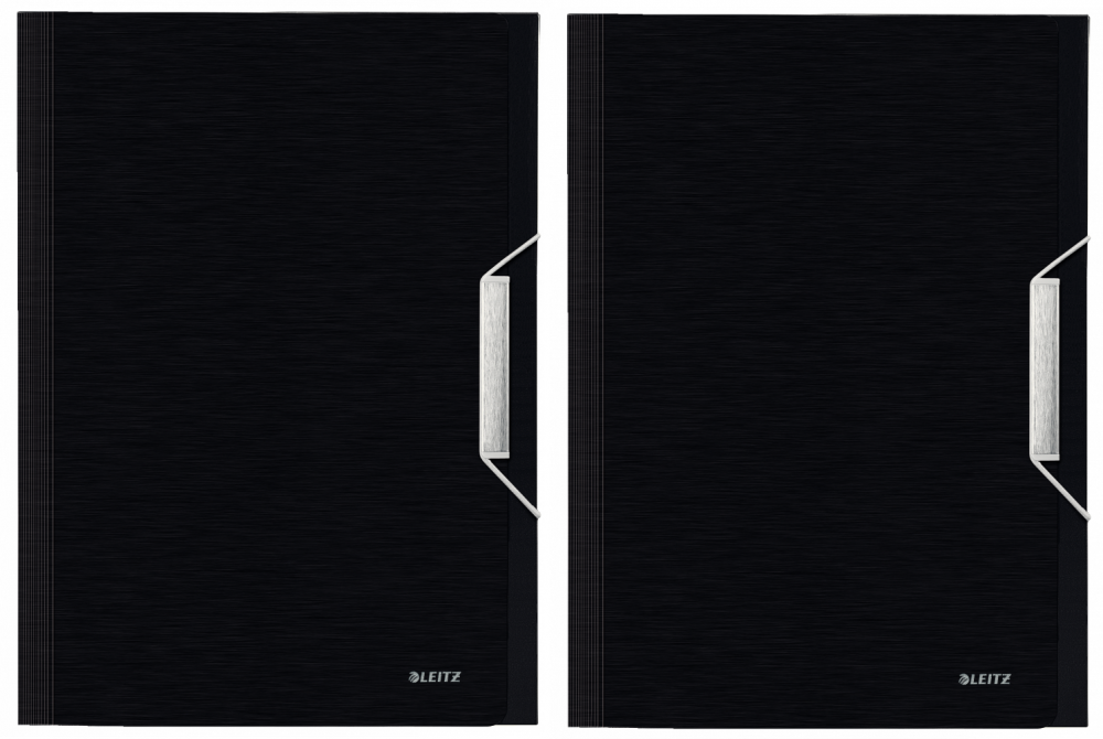 2x Teczka z przegródkami Leitz Style, A4, 6 przegródek, grzbiet 38mm, satynowa czerń