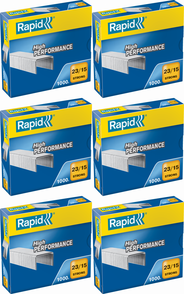 6x Zszywki Rapid Strong 23/15 1M, 1000 sztuk, srebrny