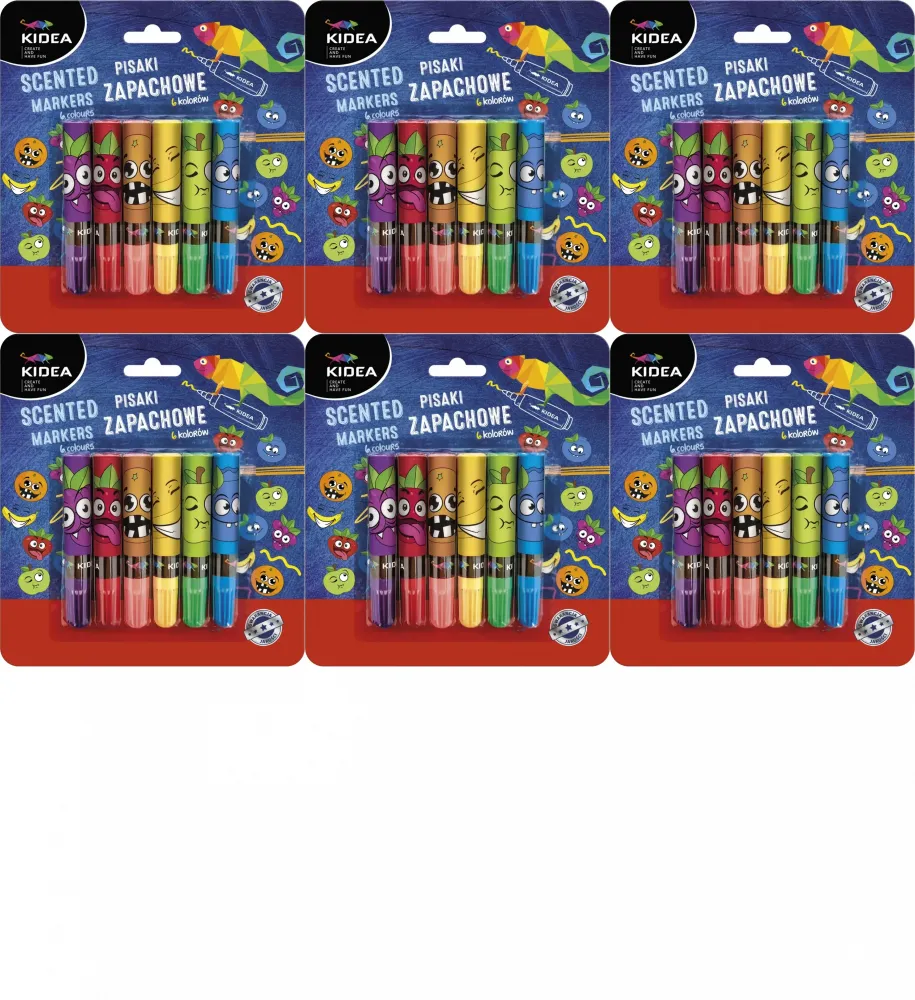 6x Pisaki zapachowe Kidea, 6 sztuk, mix kolorów