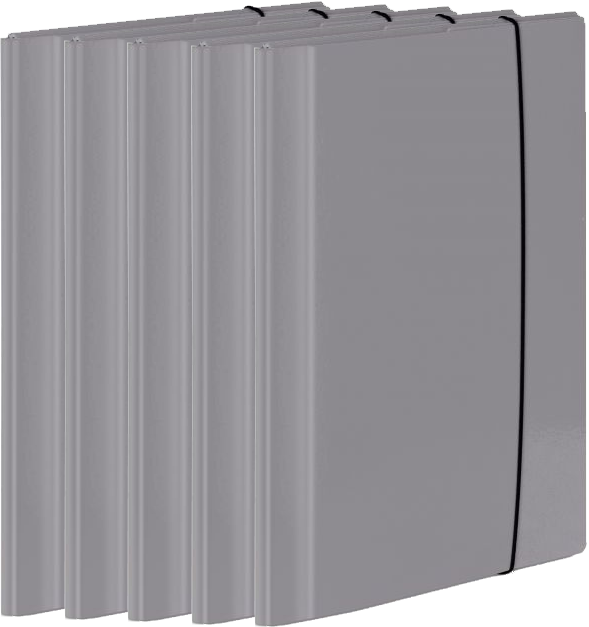 5x Teczka z gumką laminowana VauPe Large 2, A4, 20mm szary