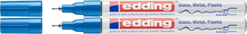 2x Marker olejowy połyskujący edding 780, okrągła, 0.8mm, 1 sztuka, niebieski