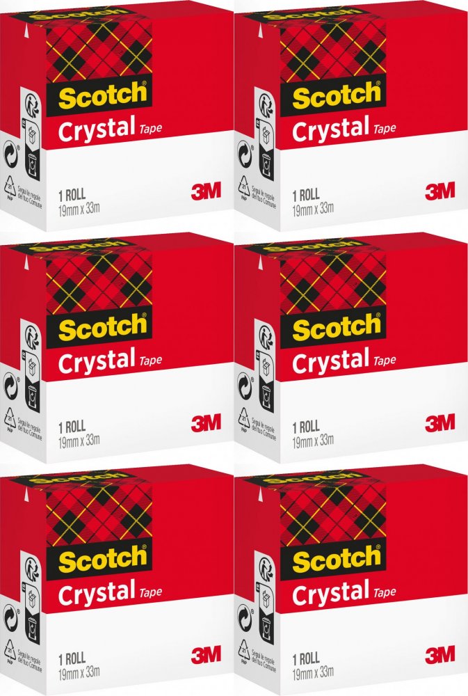 6x Taśma klejąca Scotch Crystal Clear 600, 19mmx33m, przezroczysty
