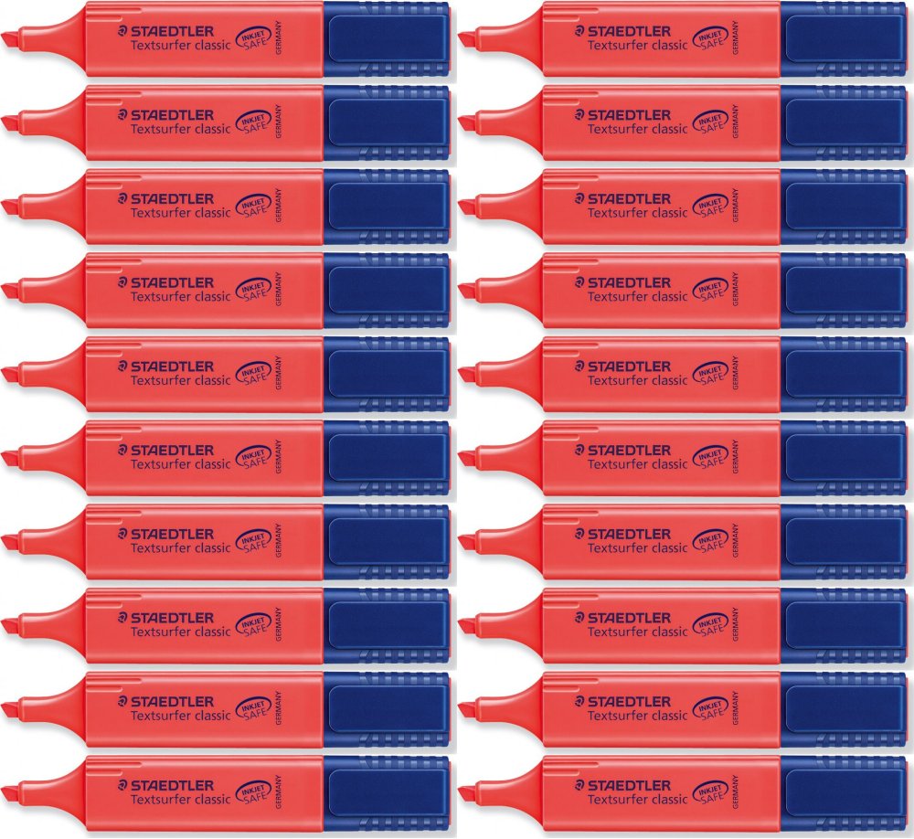 20x Zakreślacz Staedler, ścięta, 5mm czerwony