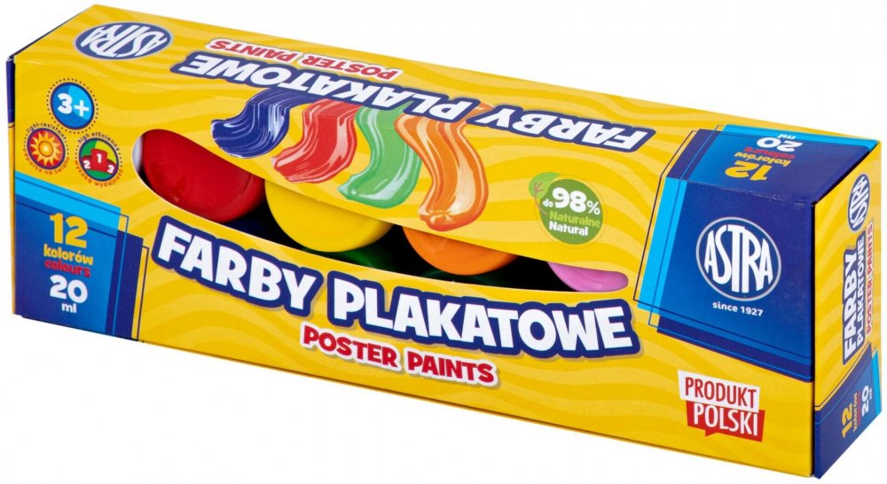 Farby plakatowe Astra, 20ml, 12 sztuk, mix kolorów