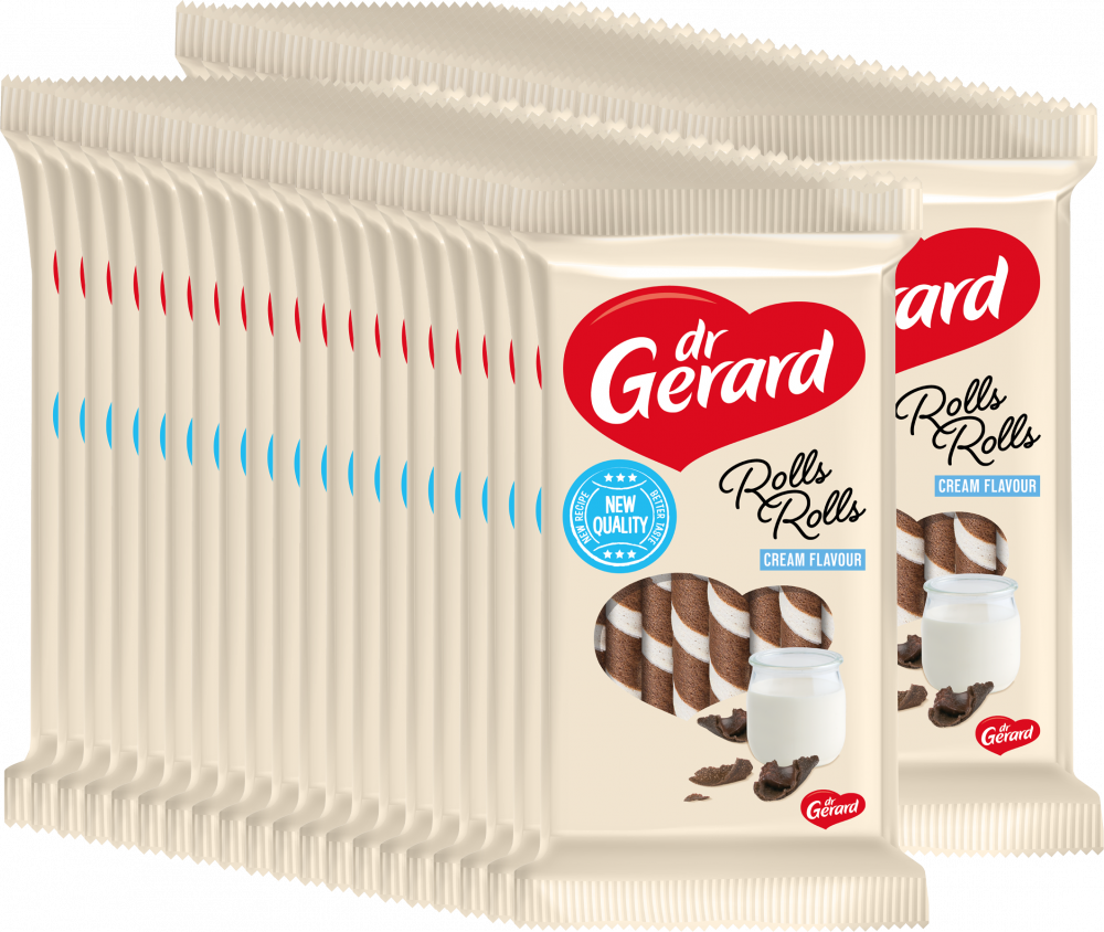 40x Rurki waflowe Dr Gerard Rolls Rolls Cream Zebra, 144g