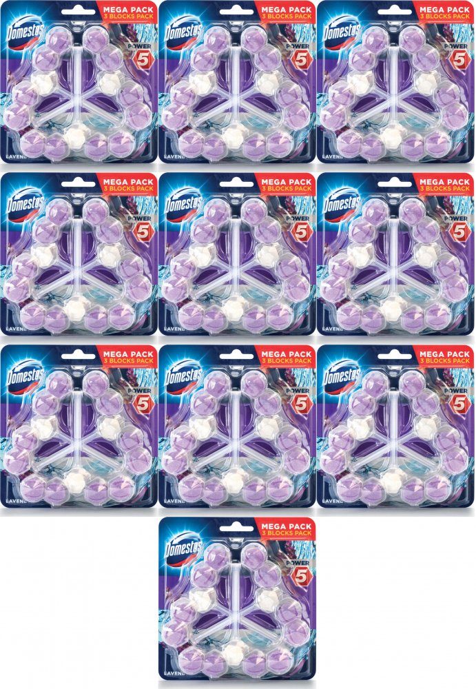 10x Zawieszka do WC Domestos Power 5, lawendowy, 3x55g