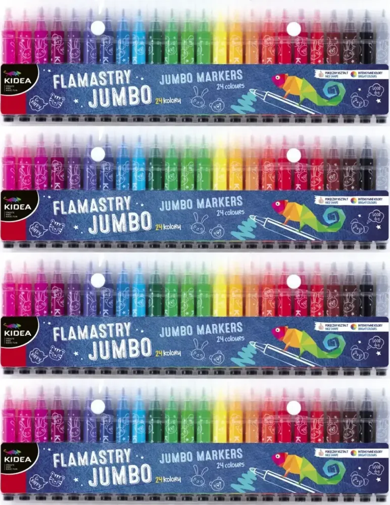4x Flamastry Kidea Jumbo, 24 sztuki, mix kolorów