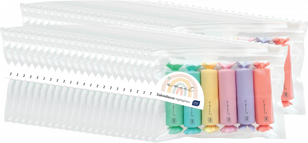 48x Zakreślacz Interdruk Candy, ścięta, 6 sztuk, mix kolorów pastelowych