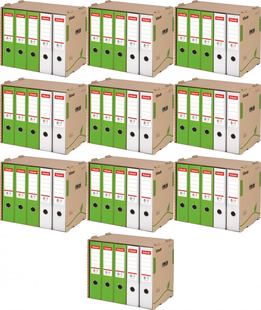 10x Pudło archiwizacyjne Esselte Eco, na segregatory, 5x75mm, A4, brązowy