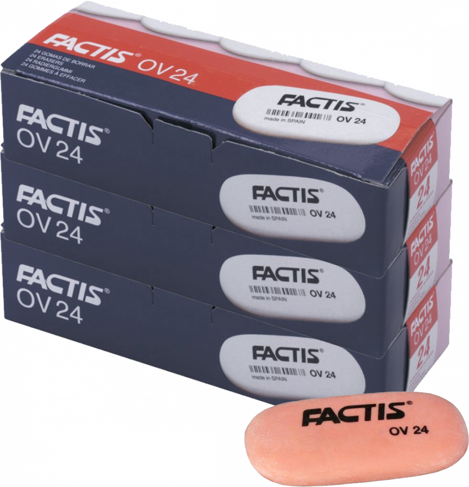 72x Gumka uniwersalna Factis, OV24, 49x23.5x9.2mm, pomarańczowy