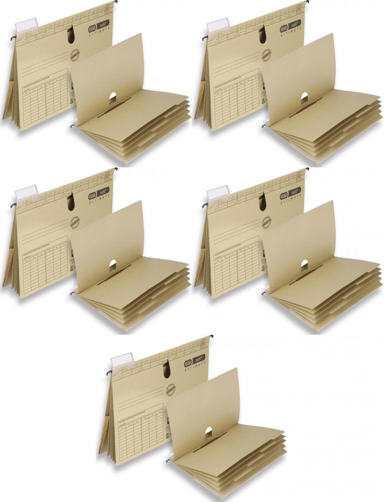 5x Skoroszyt zawieszany Elba Vertic Ultimate, z 4 przegródkami, A4, 230g/m2, beżowy