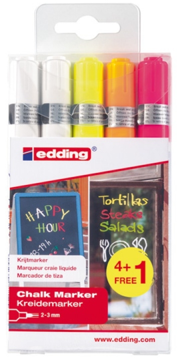 Marker kredowy edding e-4095, 3mm, 5 sztuk, mix kolorów