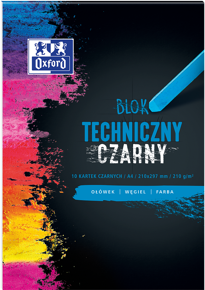 Blok techniczny Oxford, A4, 10 kartek, czarny