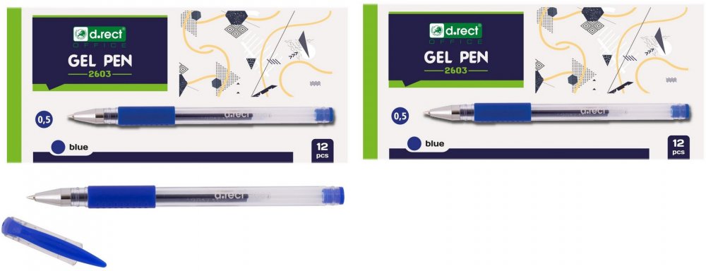 24x Długopis żelowy D.Rect, 2603, 0.5mm, niebieski