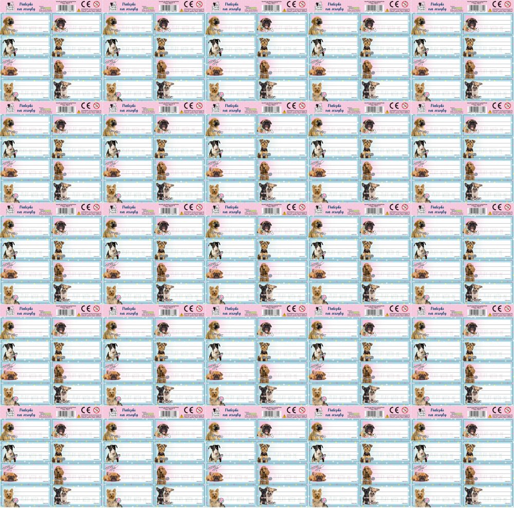 25x Naklejki na zeszyty Derform Cleo & Frank, 1 arkusz 8 sztuk, mix wzorów