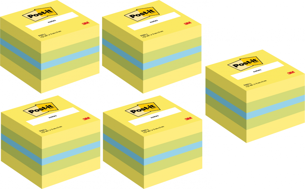 5x Karteczki samoprzylepne Post-it, 51x51 mm, 400 karteczek, cytrynowy