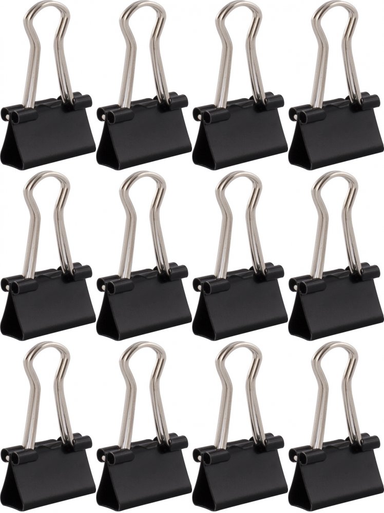 12x Klip biurowy D.Rect, 15 mm, 12 sztuk, czarny