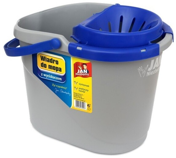 Wiadro z wyciskarką Jan Niezbędny, 12l, szary