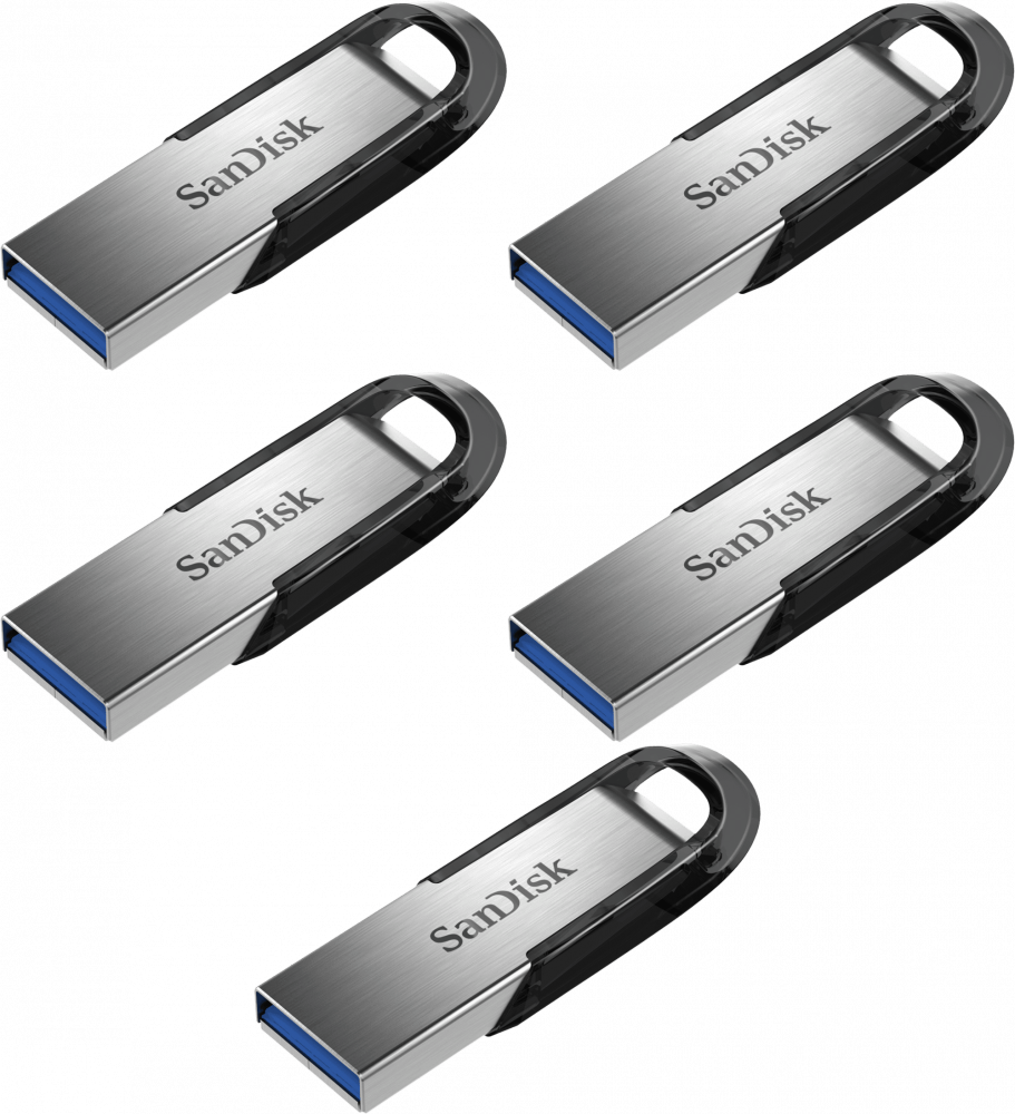 5x Pendrive SanDisk Cruzer Ultra Flair, 64GB, USB 3.0, srebrno-czarny