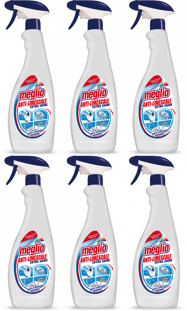 6x Płyn Meglio Anti-Limescale - odkamieniacz, z rozpylaczem, 750ml