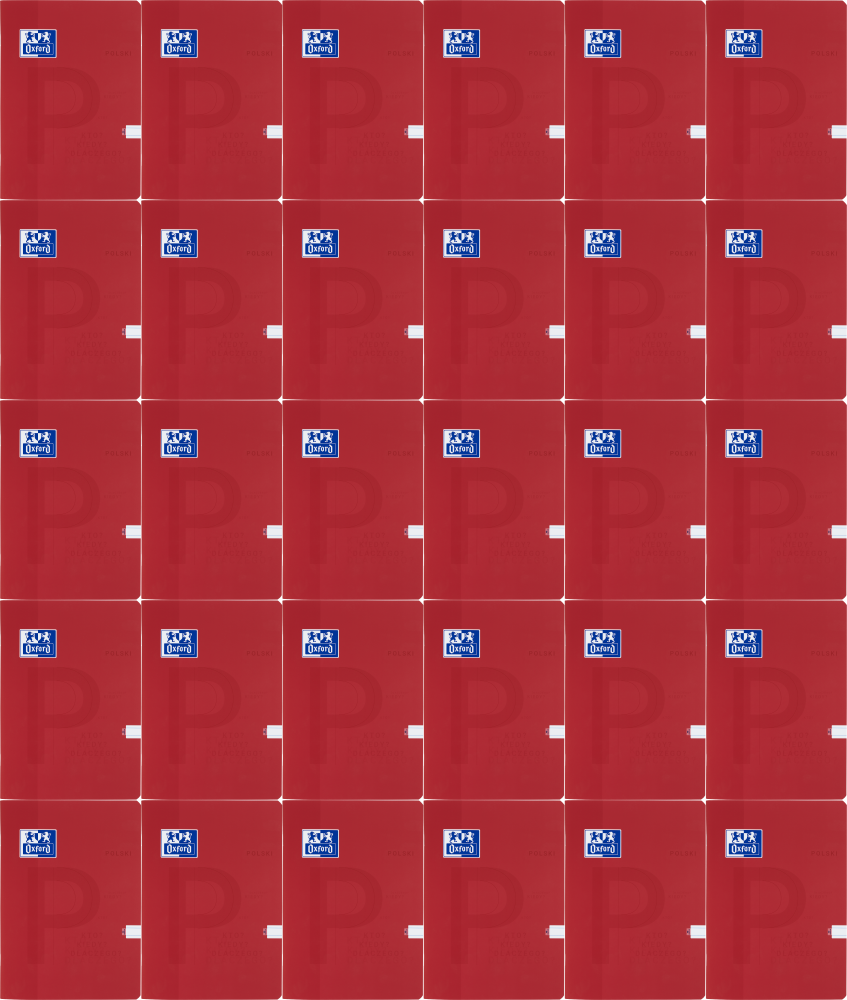 30x Zeszyt przedmiotowy w linie Oxford J. Polski, A5, miękka oprawa, 60 kartek, czerwony