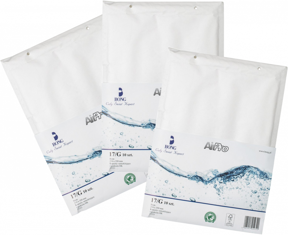 3x Koperta bąbelkowa Bong AirPro, G17, 250x350mm, 10 sztuk, biały