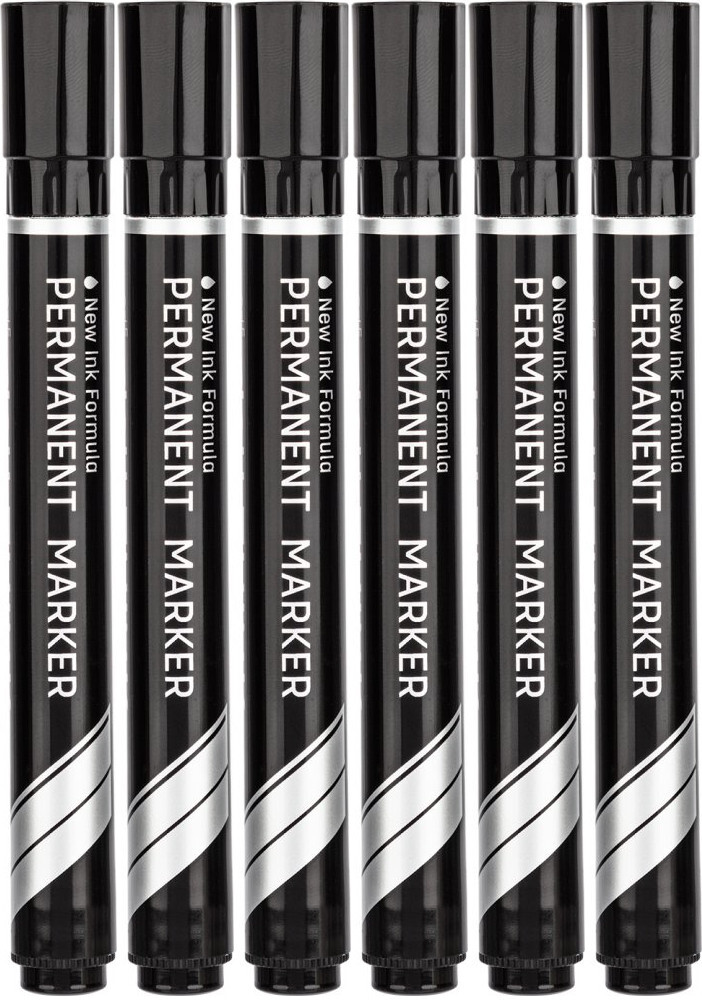 6x Marker permanentny Deli Think U101, ścięta, 1.5-5mm, czarny