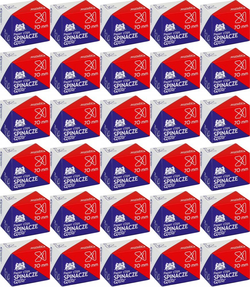 30x Spinacz krzyżowy Grand, 70mm, 12 sztuk, srebrny