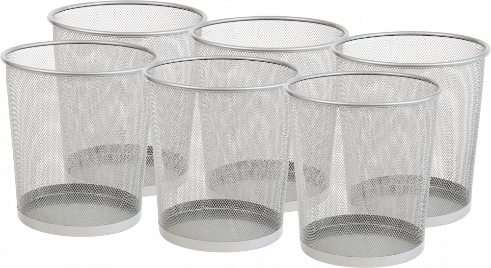 6x Kosz na śmieci Viking, druciany, 15l, srebrny