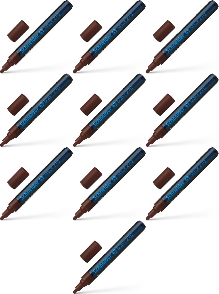 10x Marker olejowy Schneider, Maxx 270, okrągła, 1-3 mm, brązowy