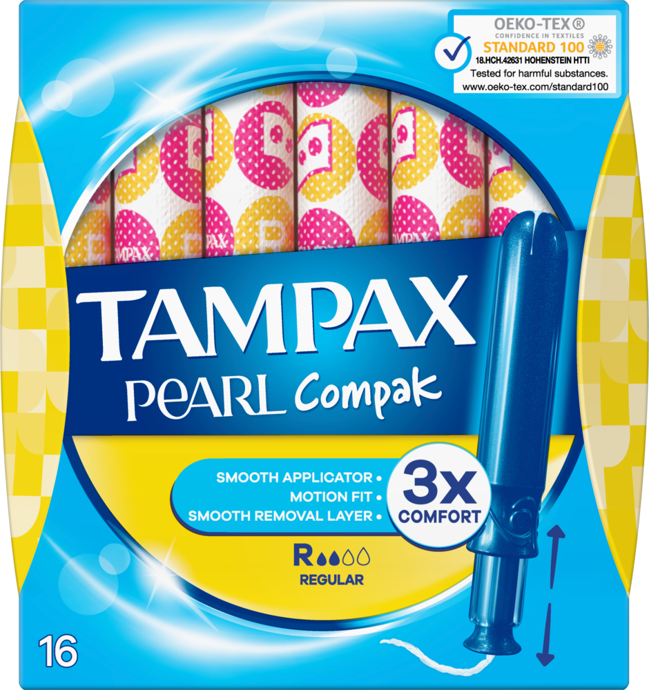 Tampony Tampax Pearl Compak Regular, z aplikatorem, 16 sztuk