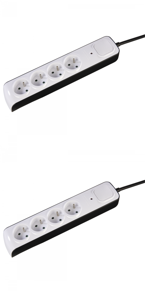 2x Listwa przeciwprzepięciowa Hama Premium, 3m, 4 gniazda, czarno-biały