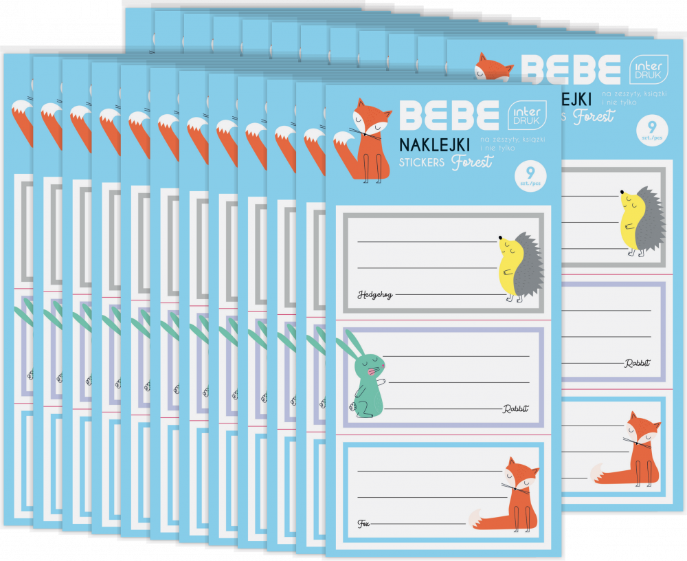 24x Naklejki na zeszyty BEBE Friends, 9 sztuk, mix wzorów
