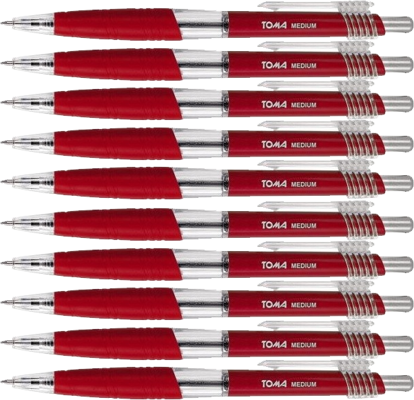 10x Długopis automatyczny Toma TO-038, Medium, 1mm, czerwony