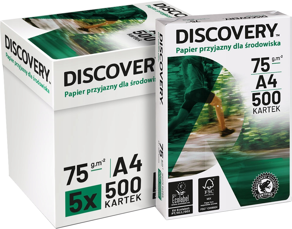 5x Papier ksero Discovery, A4, 75g/m2, 500 arkuszy, biały