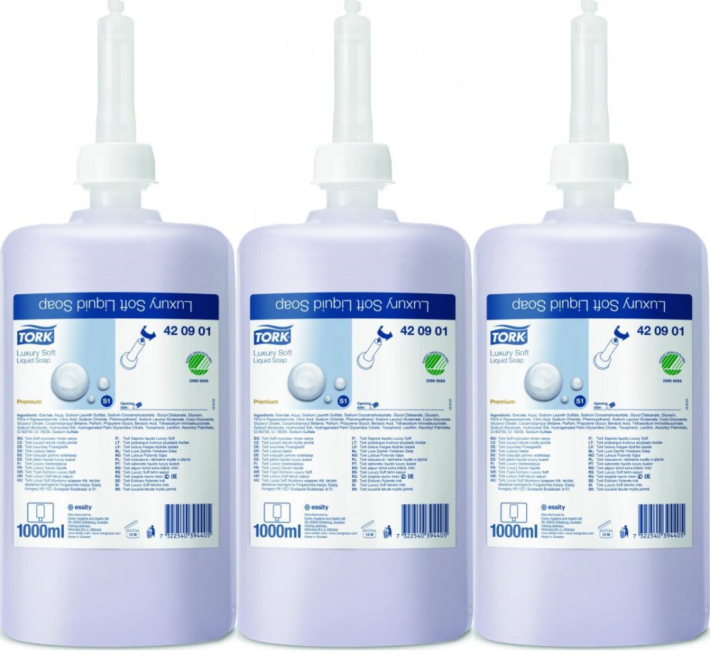 3x Mydło w płynie Tork 420901 Premium, do dozownika DM2, S1, Luxury Soap, jaśminowy, 1l