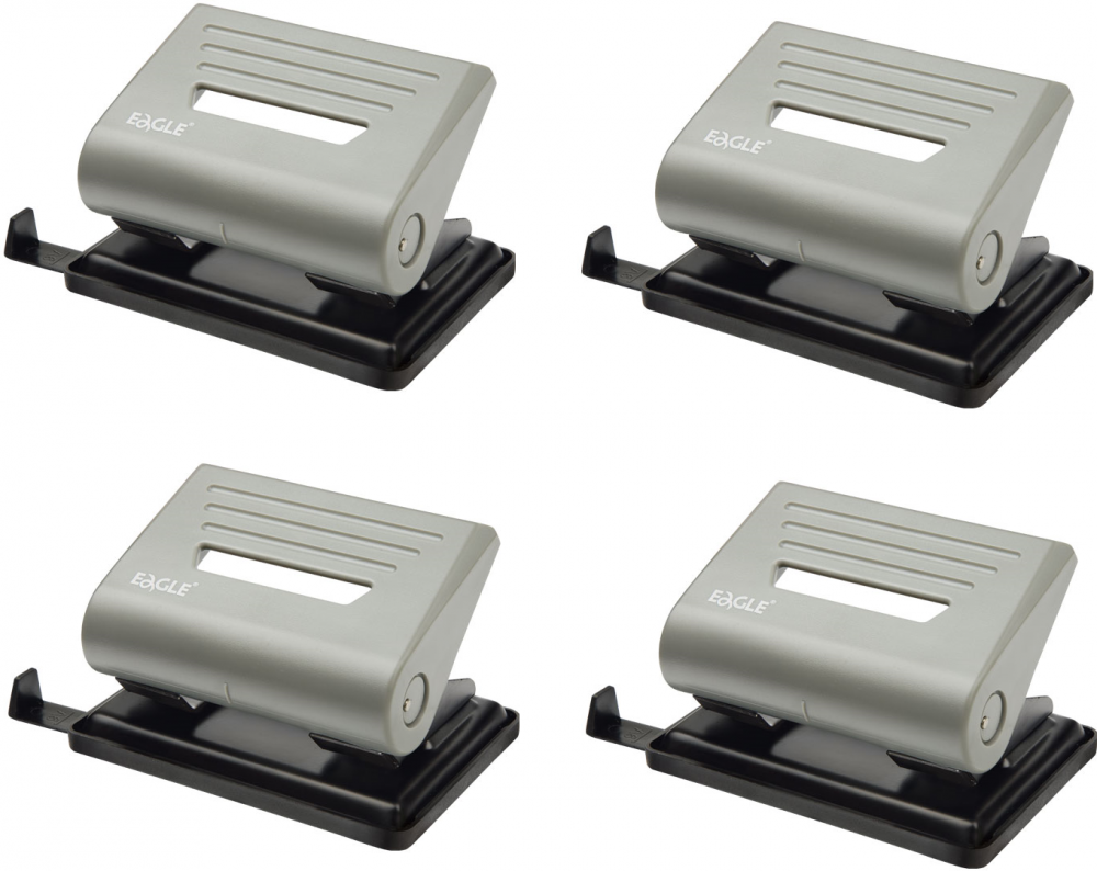 4x Dziurkacz Eagle, 837, do 25 kartek, szary