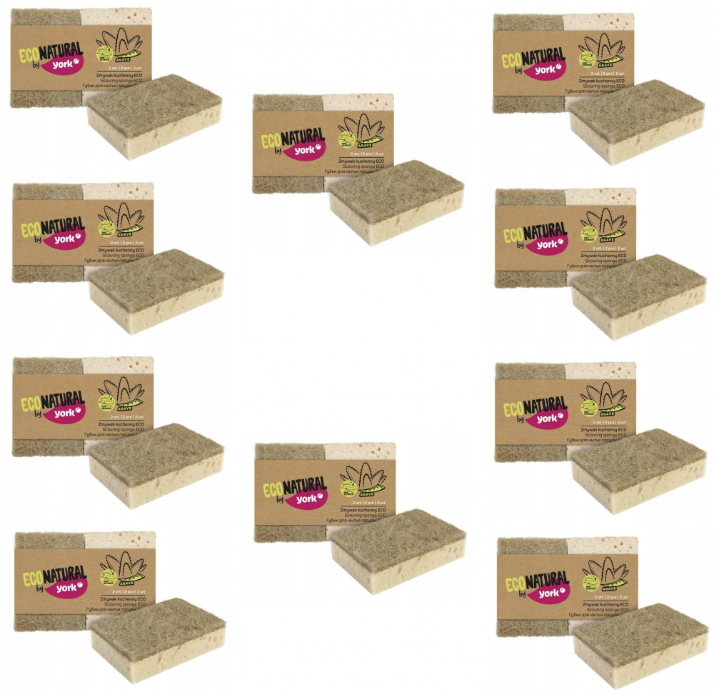 10x Zmywak kuchenny Eco Natural by York, agawa sizalowa, 10x7x2.5cm, 2 sztuki, beżowy