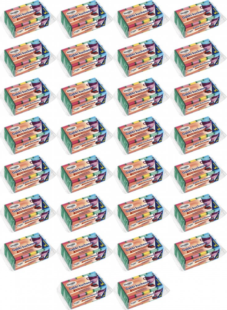 38x Gąbka kuchenna Grosik, 9x6cm, 5 sztuk, mix kolorów