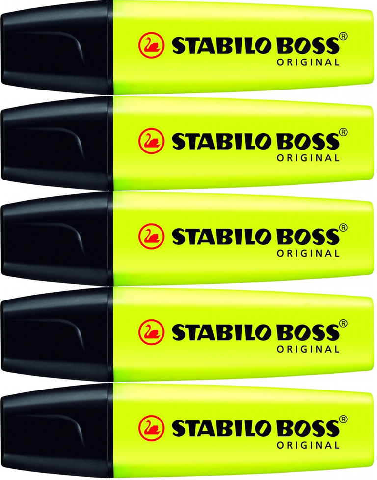 5x zakreślacz Stabilo, Boss Original, ścięta, żółty
