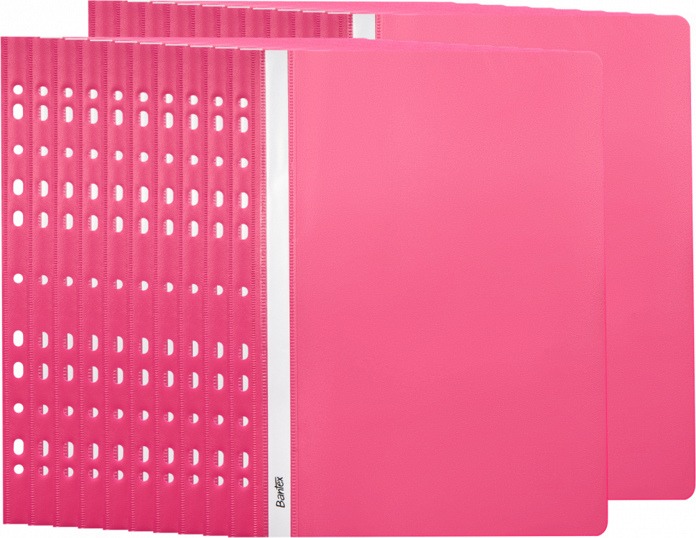 20x Skoroszyty plastikowy oczkowy Bantex Budget EVO, A4, do 200 kartek, różowy