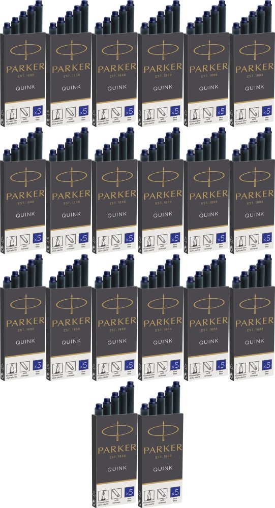 20x Naboje do pióra wiecznego Parker długie, 5 sztuk, niebieski