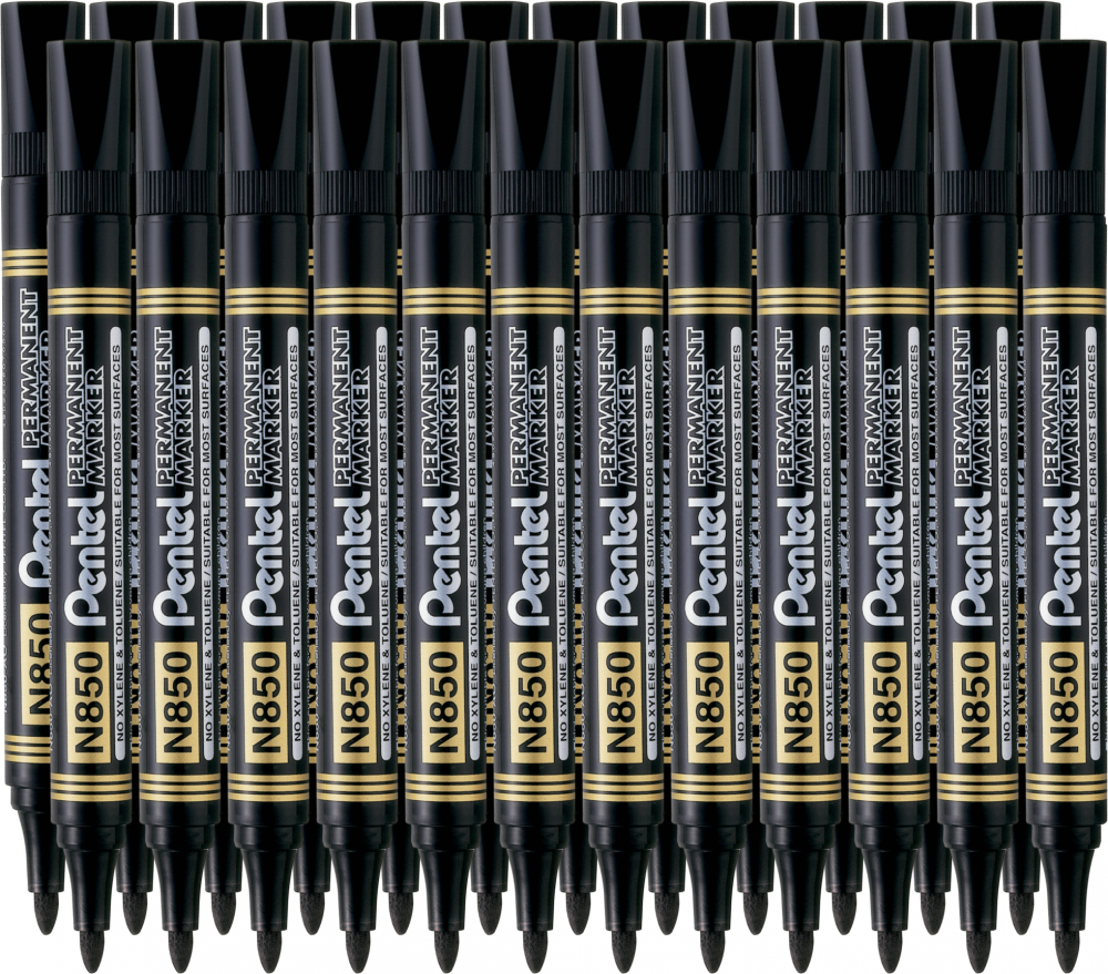 24x Marker permanentny Pentel N850, okrągła, 4.5mm, czarny