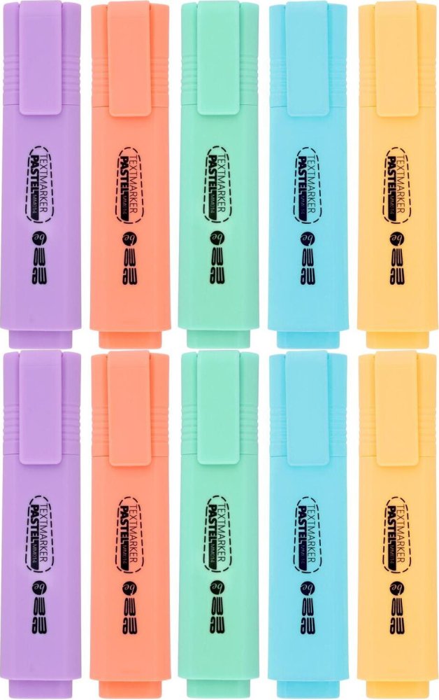 2x Zakreślacz MemoBe, ścięta, w etui, 5 sztuk, mix kolorów pastelowych