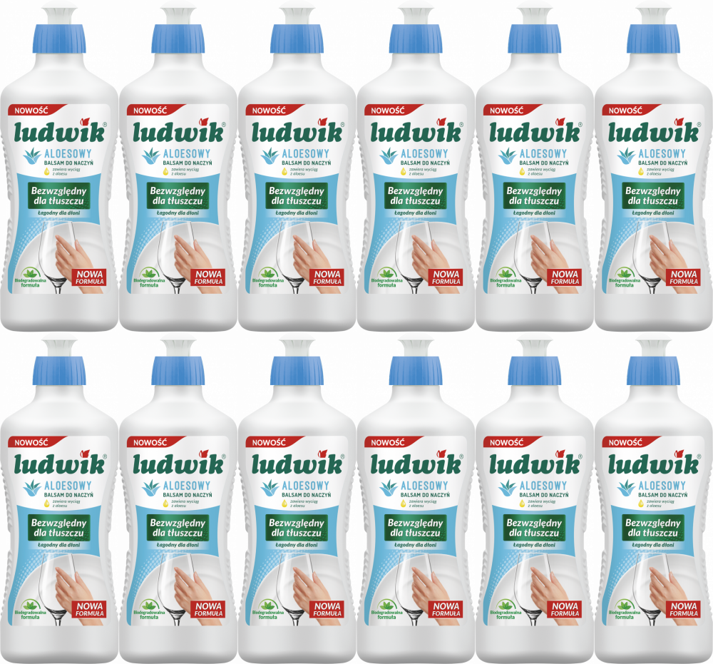 12x Płyn do naczyń Ludwik, balsam, aloesowy, 900g