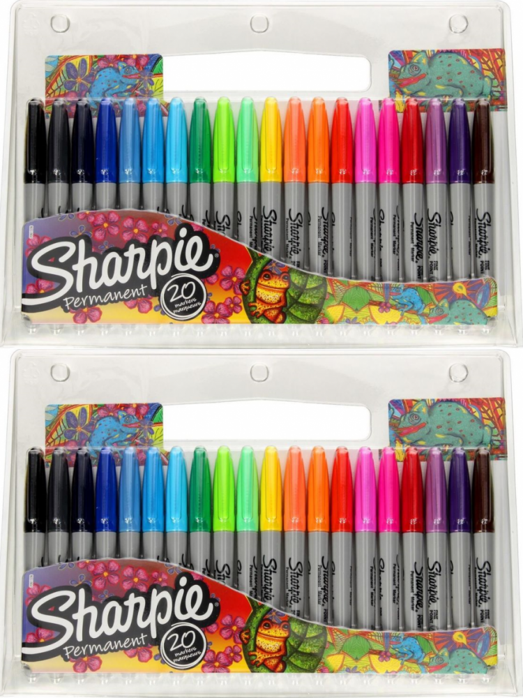2x Marker permanentny Sharpie fine, okrągła, 1mm, 20 sztuk, mix kolorów
