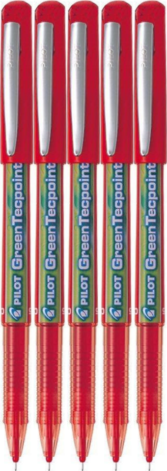 5x Cienkopis Pilot, GreenTecpoint, 0.5mm, czerwony