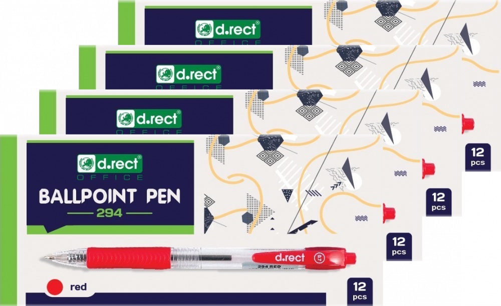 48x Długopis automatyczny D.Rect 294, 0.7mm, czerwony