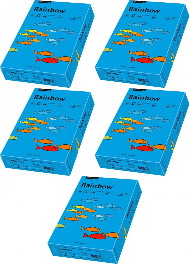 5x Papier kolorowy Rainbow, A4, 80g/m2, 500 arkuszy, ciemny niebieski (R88)
